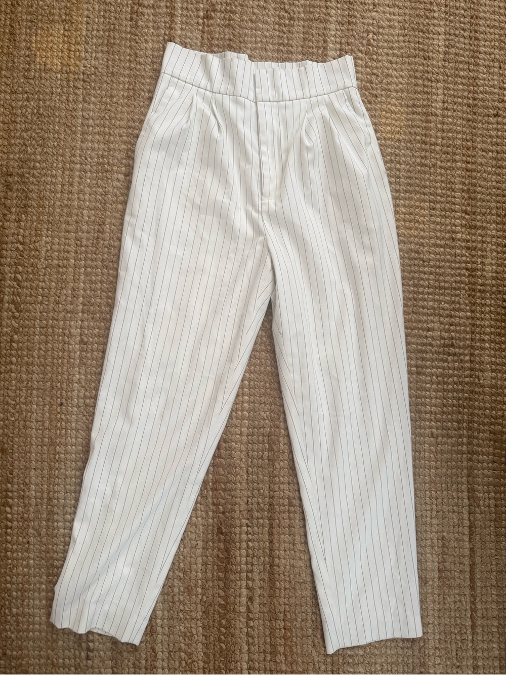 Antonio Melani Pinstripe Wide Leg Trousers White Size 4